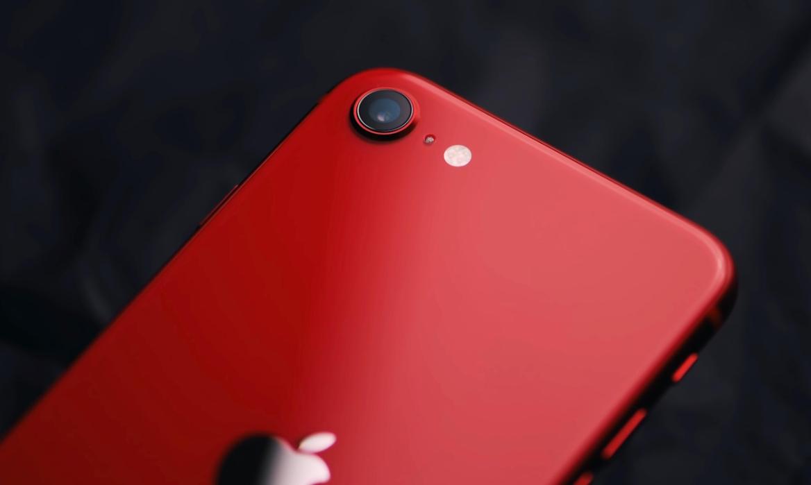 iphone-SE-2-in-red-color-with-a-single-camera-on-a-black-background