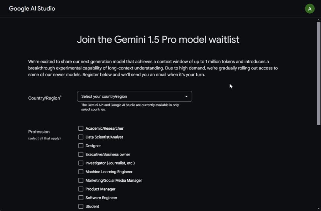 join gemini 1.5 pro early access