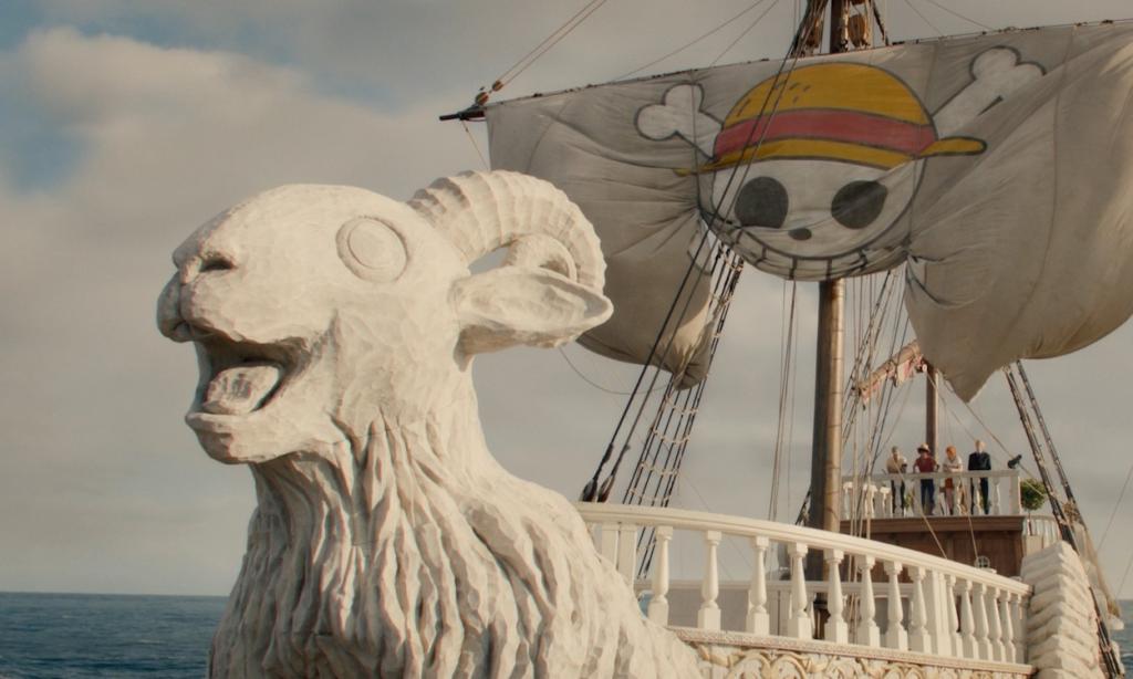Going Merry with crew members in season 1 of One Piece live-action series.