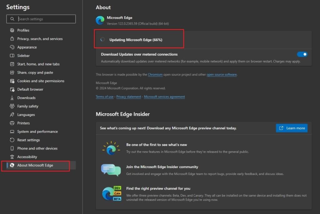 update microsoft edge