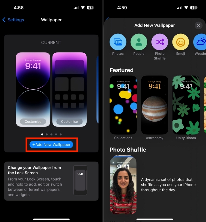 Add a new wallpaper on iPhone