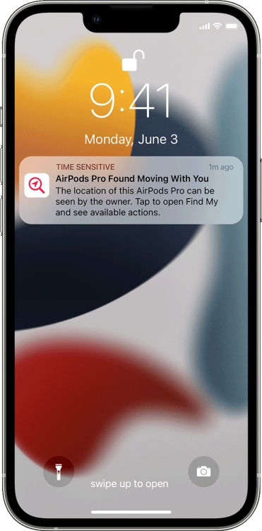 AirPods found moving with you notification