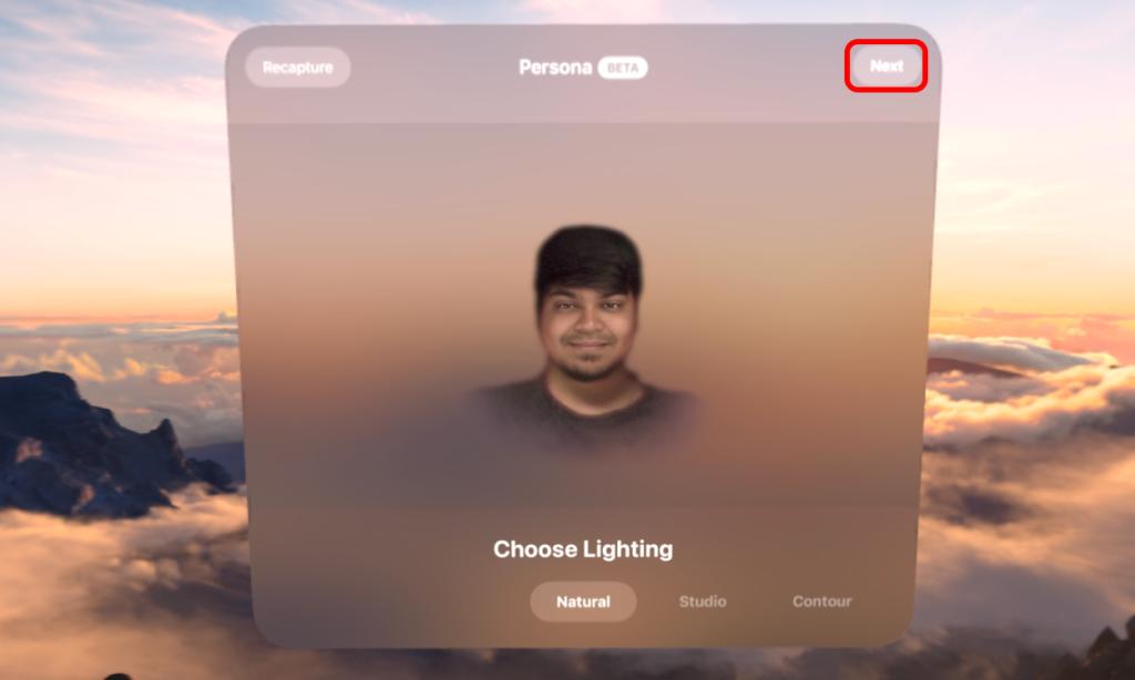 Apple Vision Pro Persona Choose Lighting Edit