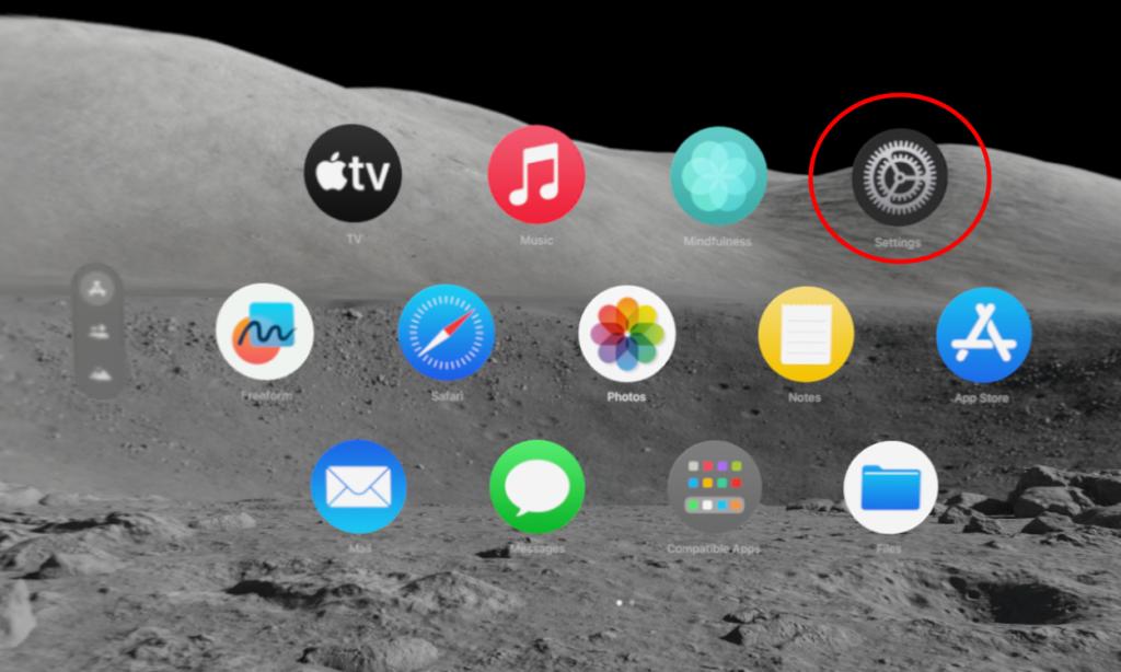 Settings Panel on Vision Pro