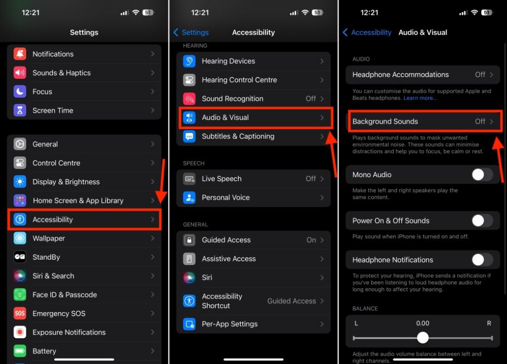 Background Sounds option in Accessibility Settings
