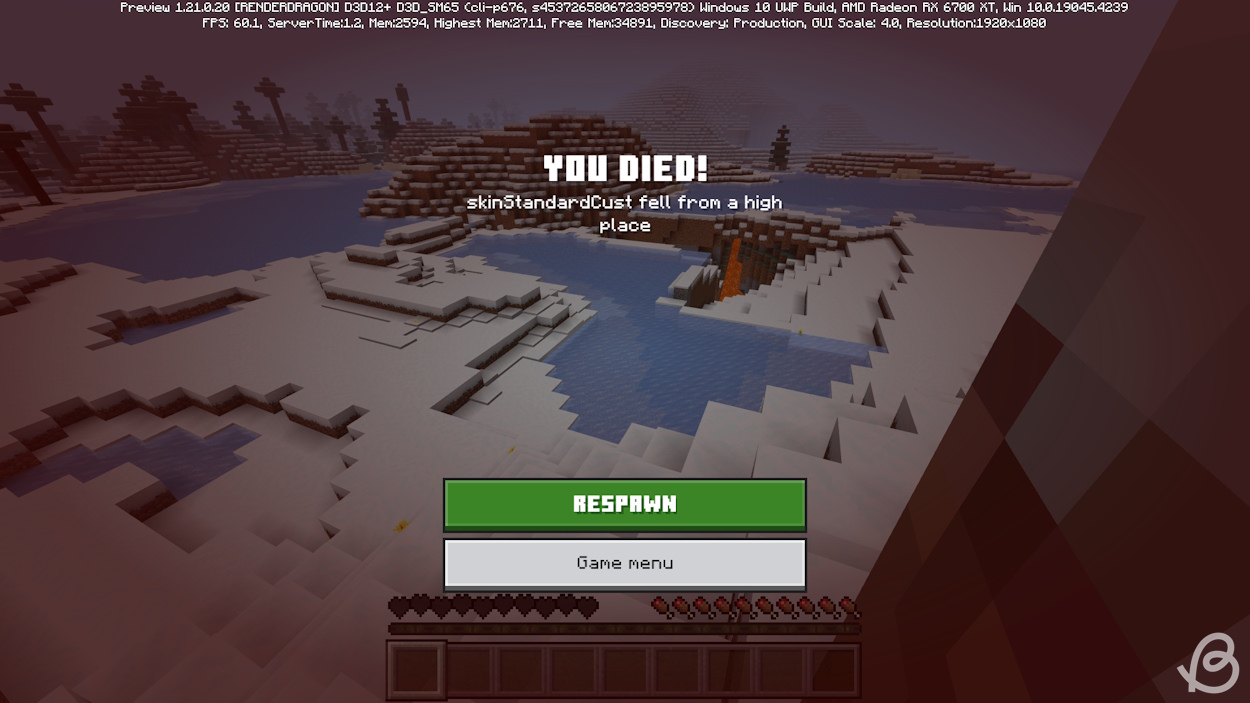 Player died in hardcore mode