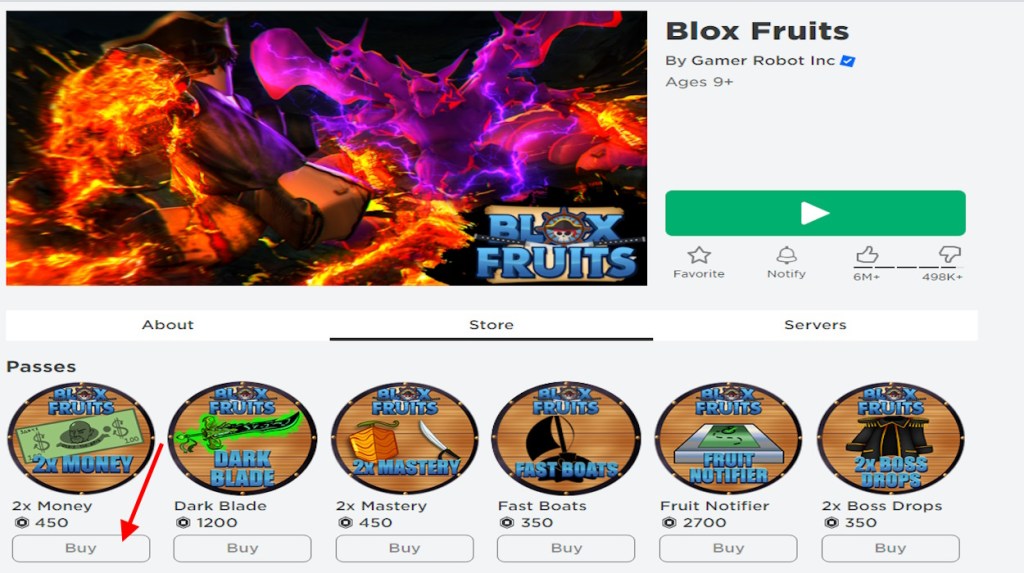 Blox Fruits Game Pass on Roblox