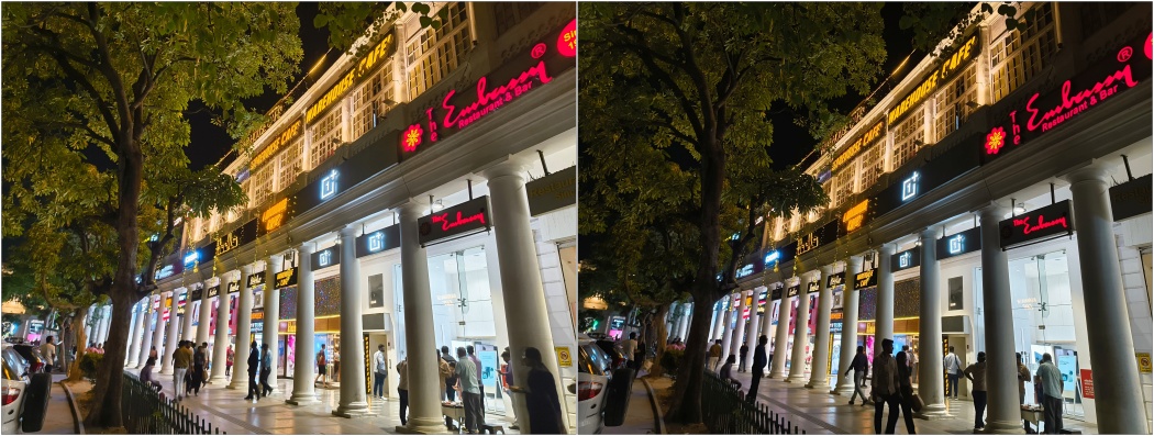 Storefront image comparison at night