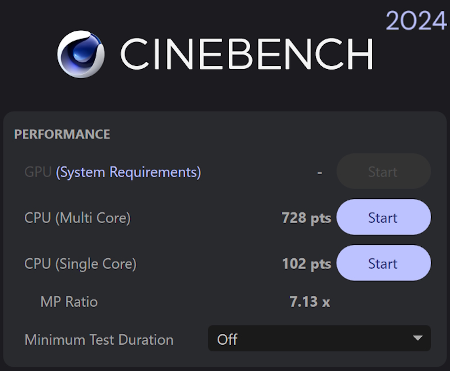 Cinebench R24 Intel Core Ultra 7