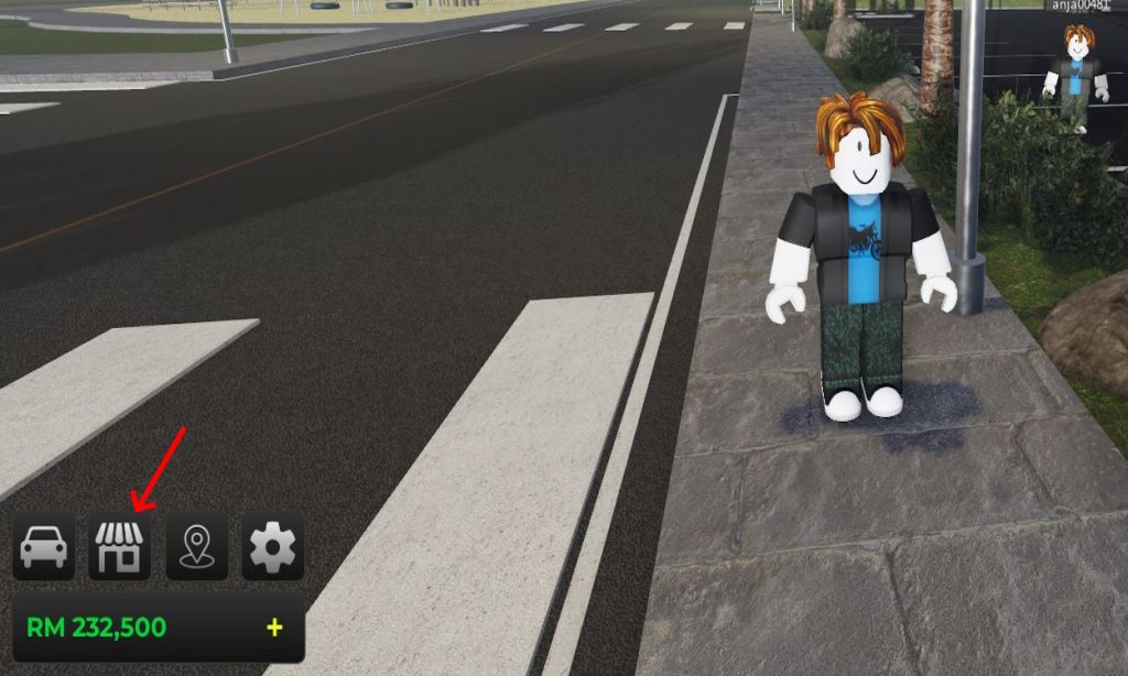 Click on the house icon to open the code menu for Roblox The Ride