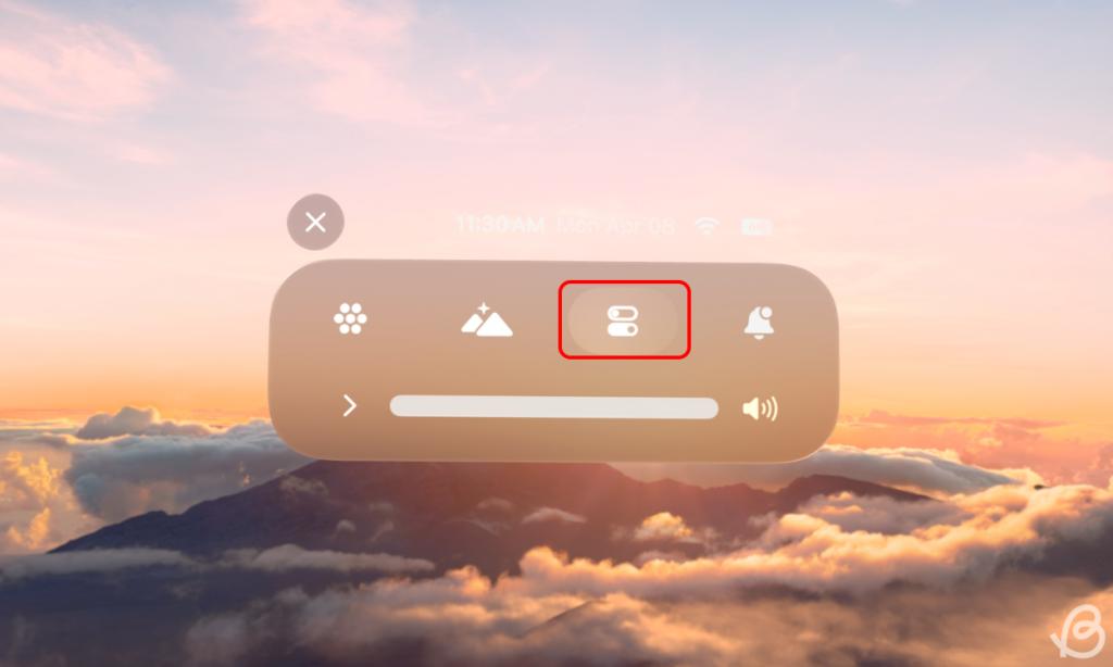 Control Center icon Vision Pro