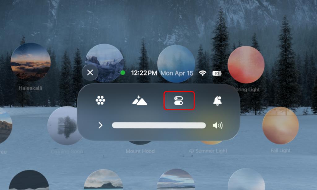 Control Center icon on the Apple Vision Pro