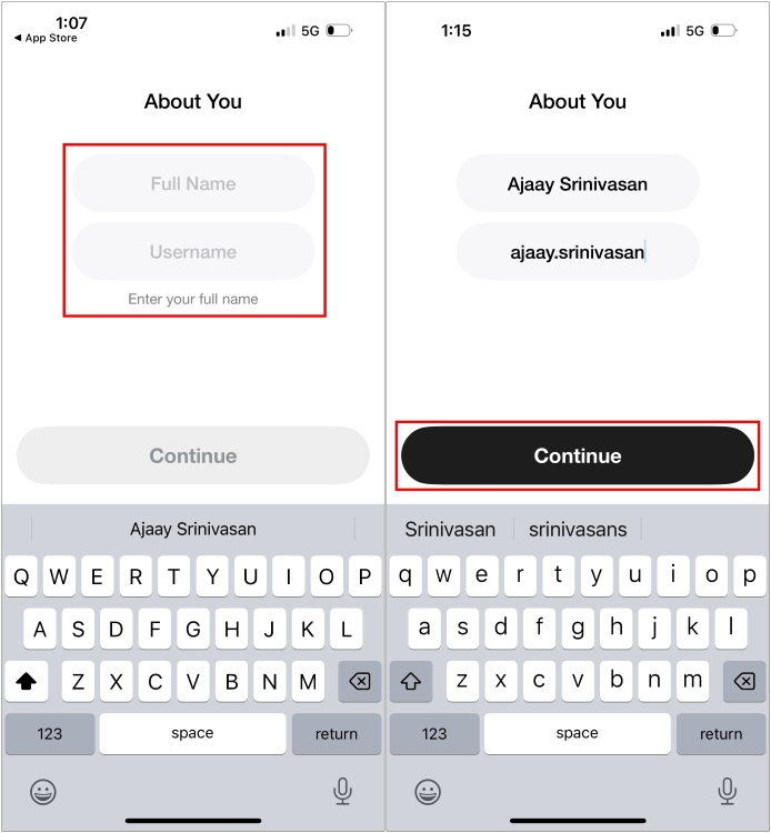 Create your username for Airchat app