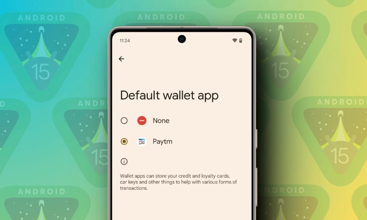 Default wallet app option with Android 15 settings