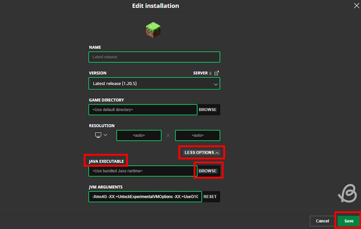 Changing Java executable path