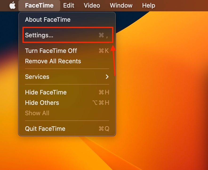FaceTime settings on Mac