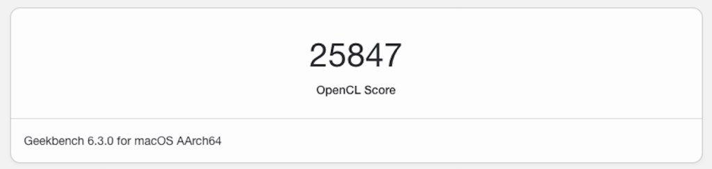 Geekbench 6 OpenCL MacBook Air M3 Score