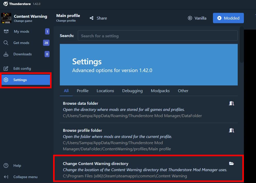 Go to settings to check the mod directory