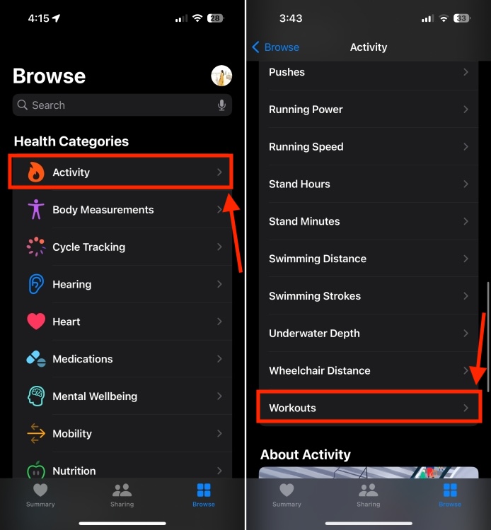 How to add a workout in Health app