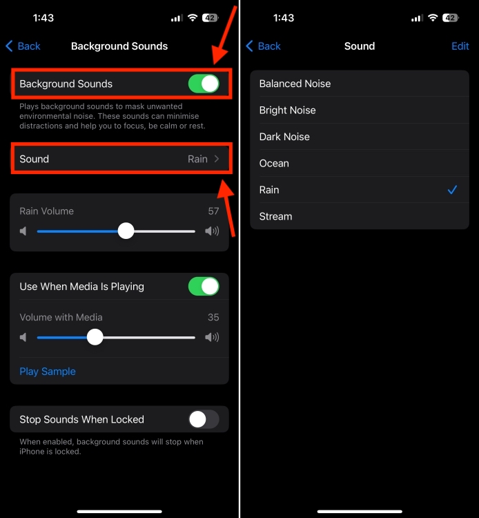 How to listen to white noise on an iPhone
