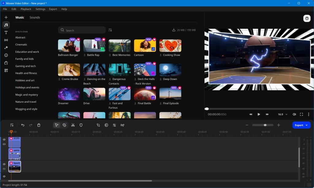 Music in Movavi Video Editor