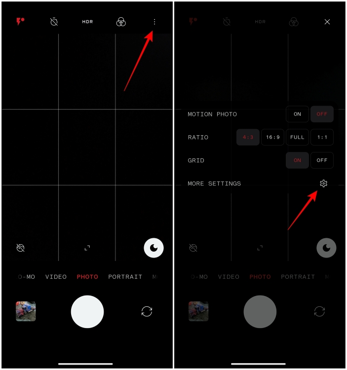 Open Camera settings in Nothing OS
