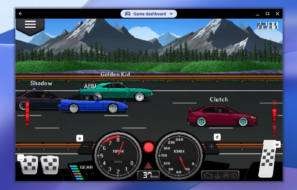 Pixel Racer Game Window ChromeOS