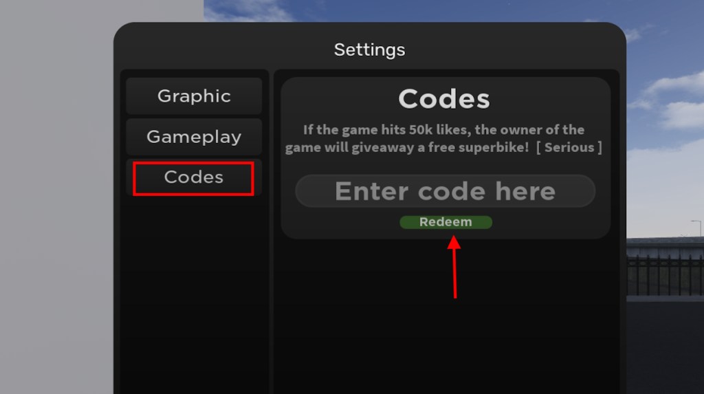Redeem Codes in The Ride