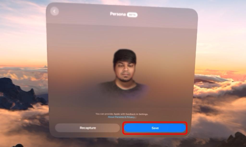 Saving a Persona on Apple Vision Pro