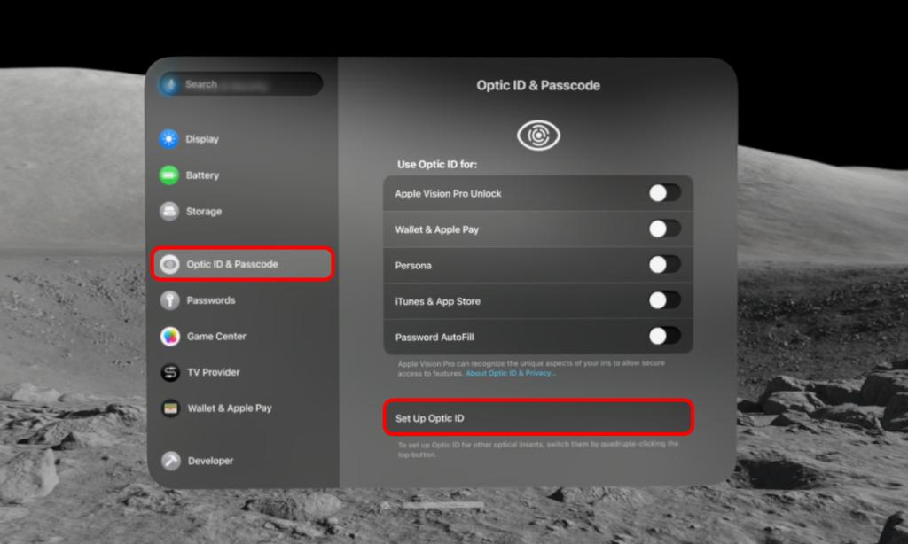 Set Up Optic ID Vision Pro