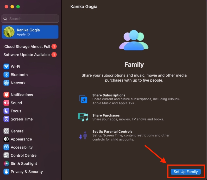 Set up Family on Mac