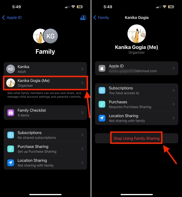 Stop using Family Sharing