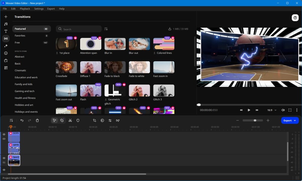 Transitions - Movavi Video Editor