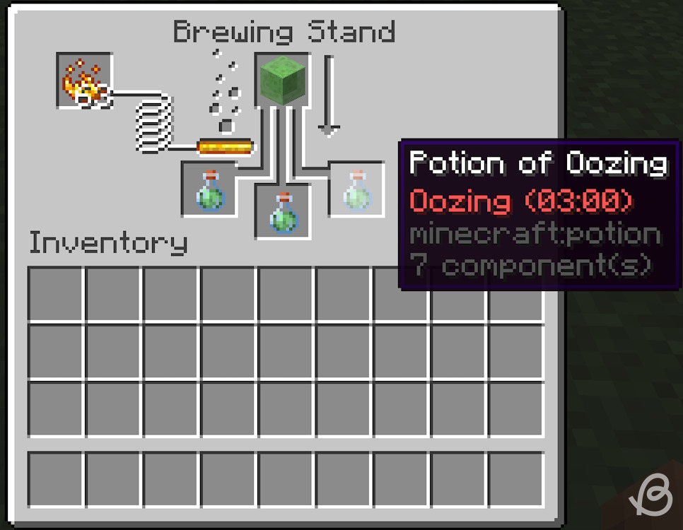 Add a slime block to make oozing trial chambers potions in Minecraft 1.21