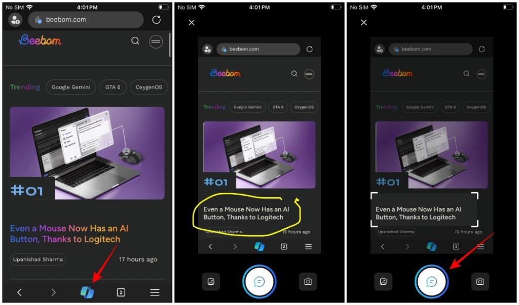 Use Circle to Copilot by long pressing the Copilot button