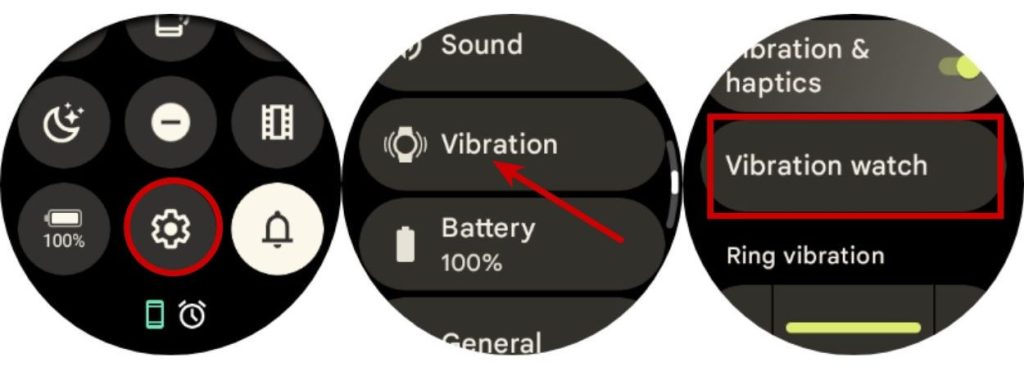 Vibration watch feature in settings