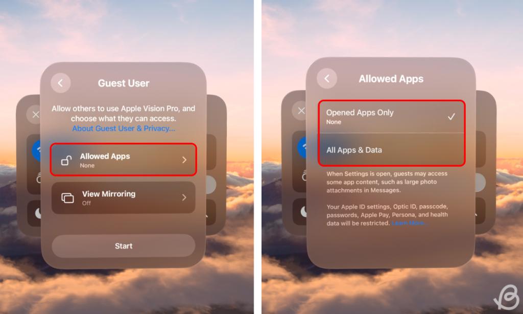 Vision Pro Guest User settings