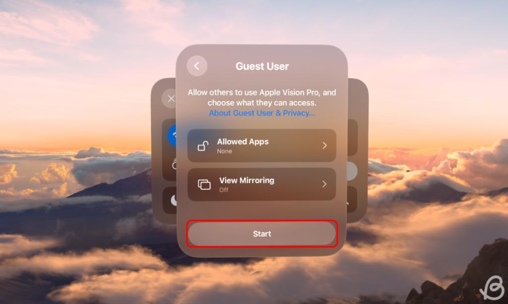 Vision Pro Start Guest Mode