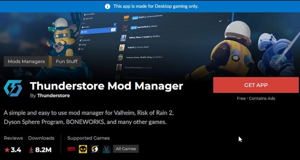 download the thunderstore mod manager