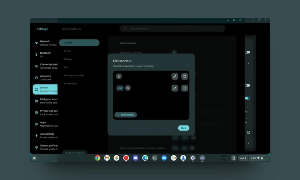 how to set custom keyboard shortcuts in chromeos
