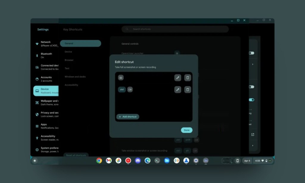 how to set custom keyboard shortcuts in chromeos