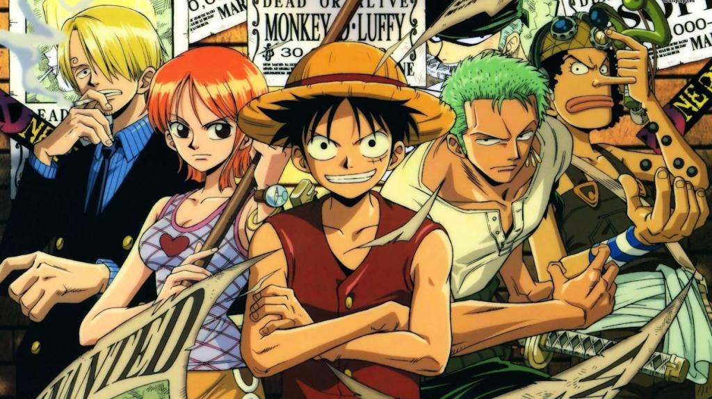 Pre-time skip Straw Hat crew in One Piece anime.