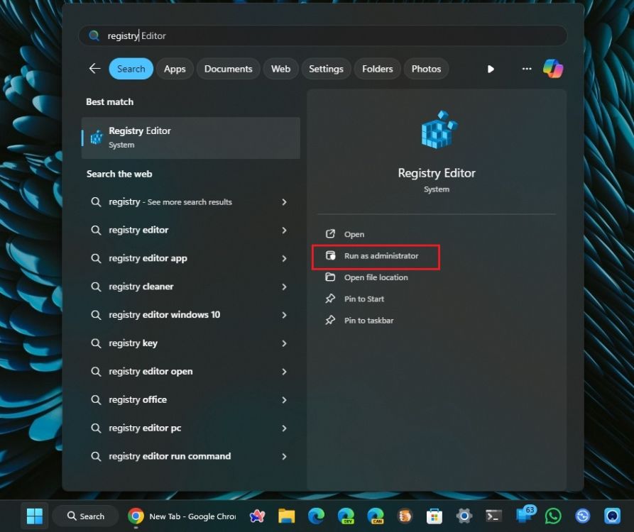open registry editor windows 11