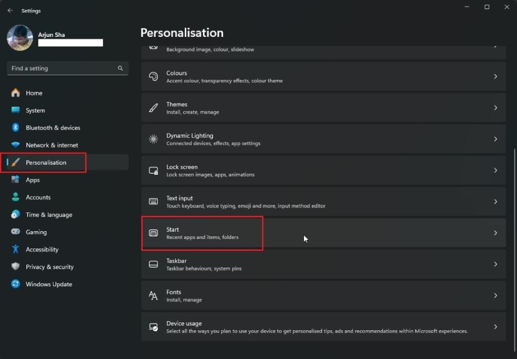 open start settings in windows 11