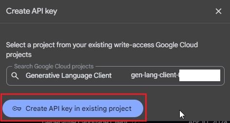 select project in google ai studio