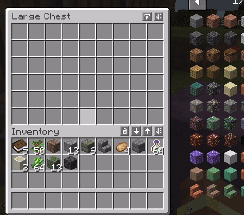 Better additional UI elements to help in inventory management in Minecraft