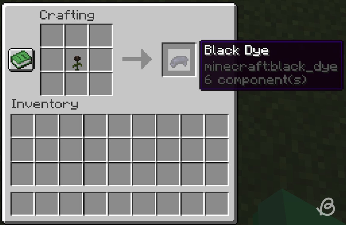 Crafting black dye out of a wither rose