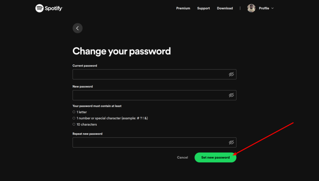 Change password