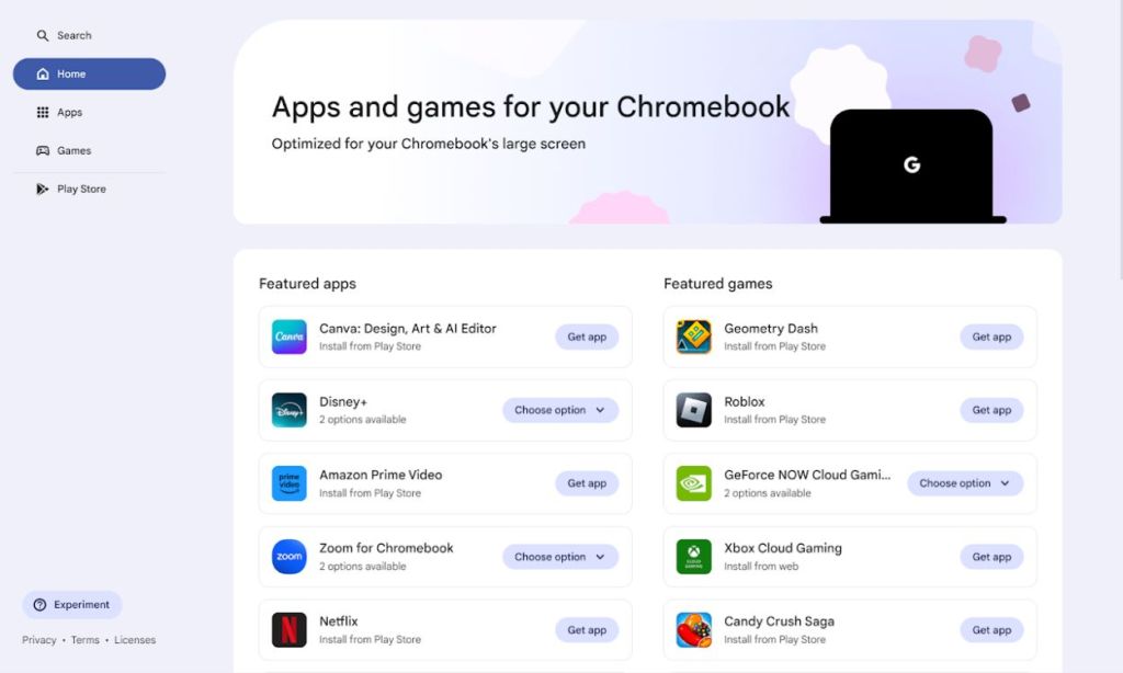 ChromeOS app mall