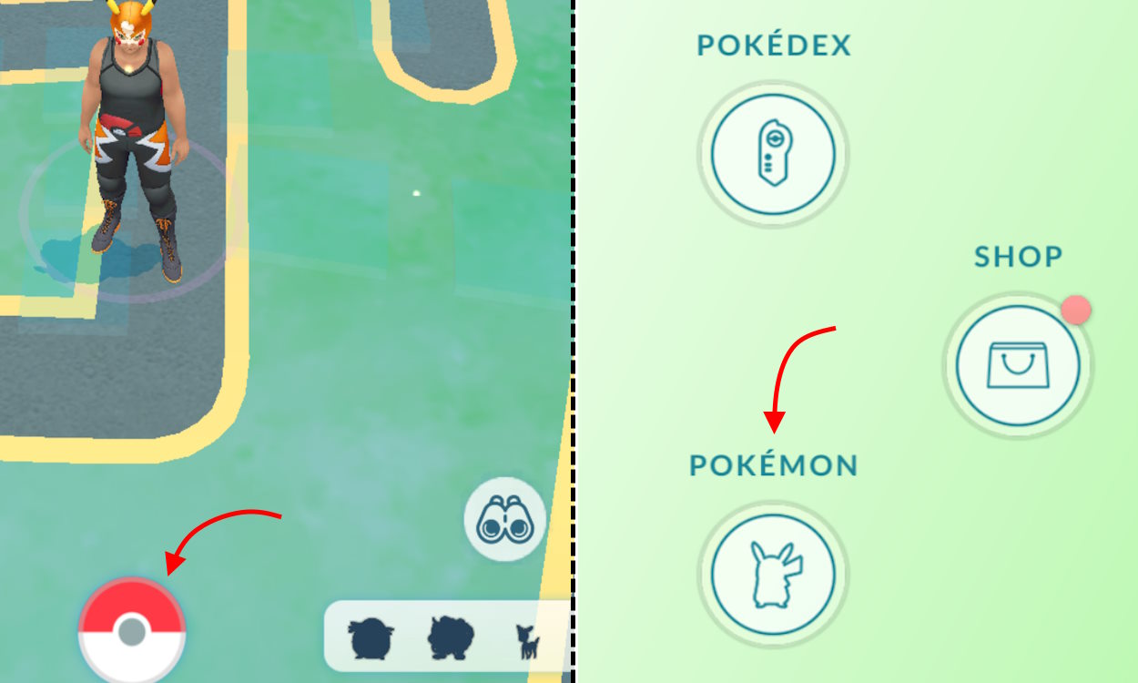 Click on the Pokeball to bring up the menu and select your favorite Pokemon